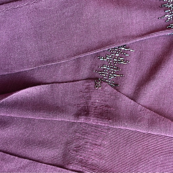 Vintage Alfani Aubergine Purple Beaded Silk Cardigan and Sweater Set Size L - Picture 3 of 14